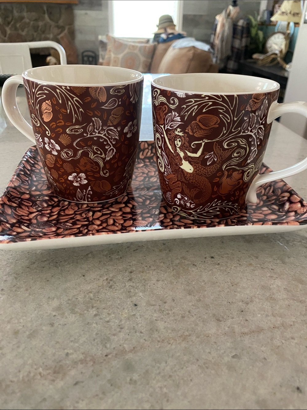 Starbucks 2007 mini Platter and 2008, 2009 coffee mugs